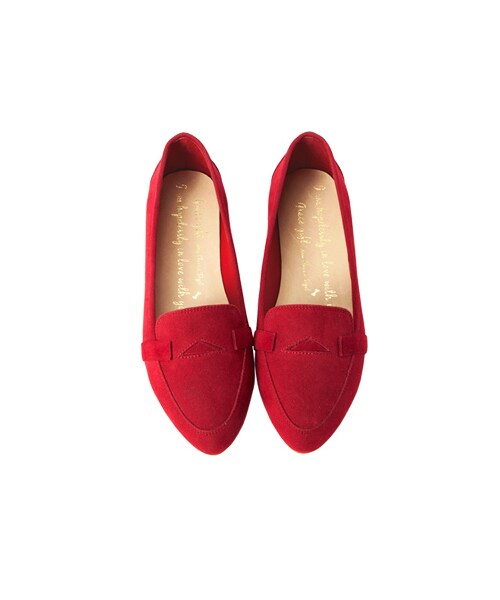 gracegift（グレースギフト）の「幾何拼接絨布莫卡辛便鞋（シューズ・レディース・正紅/黑/棕・35/36/37/38/39/40/41）」の3枚目の写真