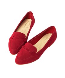 gracegift | 幾何拼接絨布莫卡辛便鞋(シューズ)