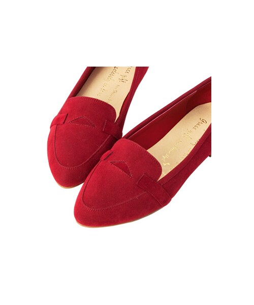 gracegift（グレースギフト）の「幾何拼接絨布莫卡辛便鞋（シューズ・レディース・正紅/黑/棕・35/36/37/38/39/40/41）」の4枚目の写真