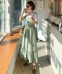 DHOLIC STYLE | [mayblue] ギャザーフレアヘムビスチェワンピース(ワンピース)