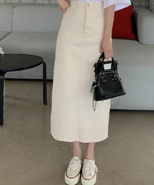 DHOLIC STYLE（ディーホリックスタイル）の「[ririnco] バックスリットロング丈スカート（スカート・レディース・その他/ブルー/ブラック/ホワイト/ピンク・S/M/XL/２XL/３XL/2XL/3XL）」の2枚目の写真