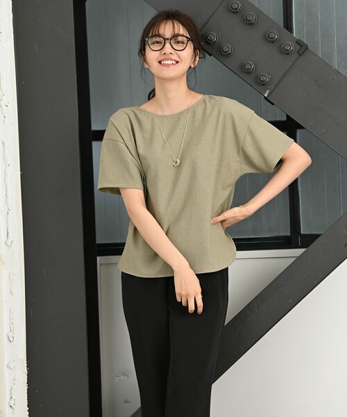 Rewde（ルゥデ）の「【スタイリストコラボ商品】【2WAY】 リネンライクブラウス（1R13-05144）（シャツ/ブラウス・レディース・ブルー/オレンジ/グリーン/ベージュ・M）」の3枚目の写真