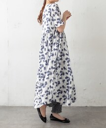 PUAL CE CIN | 麻キャンバス中花プリントワンピース(ワンピース)