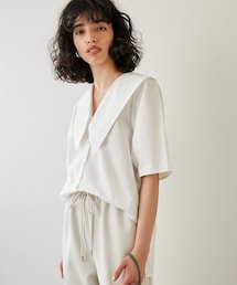 Whim Gazette | ハーフスリーブBIGフラットカラーブラウス(シャツ/ブラウス)