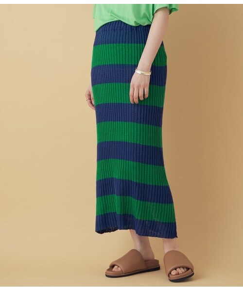 ADAM ET ROPE'(アダムエロペ)の「【BASERANGE】DALIAN SKIRT(スカート・レディース・グリーン・S)」の1枚目の写真