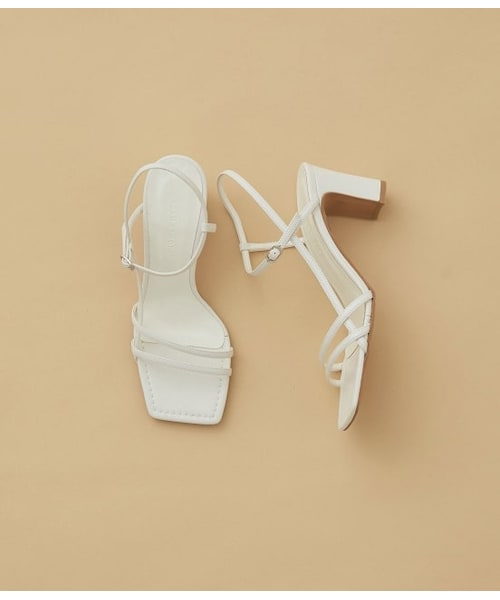 ADAM ET ROPE'(アダムエロペ)の「アシメラインストラップサンダル(シューズ・レディース・キャメル/ピンク/オフホワイト・24.5/23.5/23.0/24.0/22.5)」の1枚目の写真