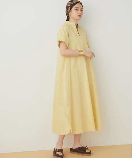 ADAM ET ROPE'（アダムエロペ）の「コットンリラックスワンピース（ワンピース/ドレス・レディース・ブラック/ベージュ/クリーム・F）」の3枚目の写真