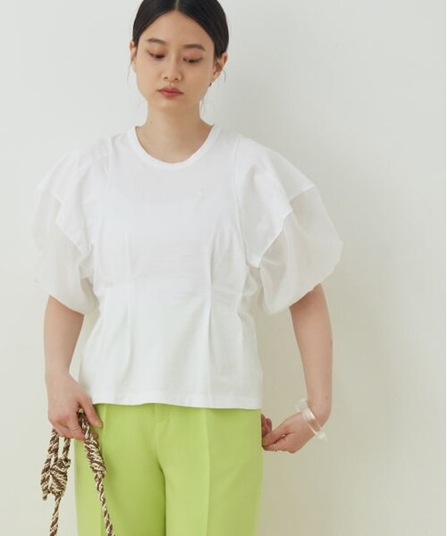 ADAM ET ROPE'(アダムエロペ)の「【WEB限定】ファブリックコンビプルオーバー(トップス・レディース・ブラック/ライトグレー/ホワイト・F)」の2枚目の写真