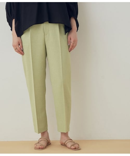 ADAM ET ROPE'（アダムエロペ）の「<洗える>【セットアップ対応】リネンライクテーパードパンツ（パンツ・レディース・ベージュ/キミドリ/キナリ・36/38）」の3枚目の写真