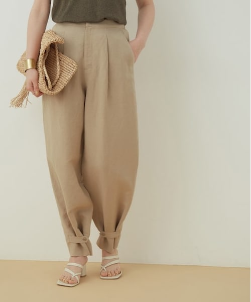 ADAM ET ROPE'(アダムエロペ)の「リネンバンブーイージーパンツ(パンツ・レディース・ライトグリーン/ピンク/ベージュ/ブラック・36/38)」の2枚目の写真