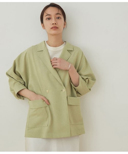 ADAM ET ROPE'(アダムエロペ)の「【セットアップ対応】ドルマンシャツジャケット(ジャケット/アウター・レディース・キナリ/ベージュ/キミドリ・F)」の3枚目の写真
