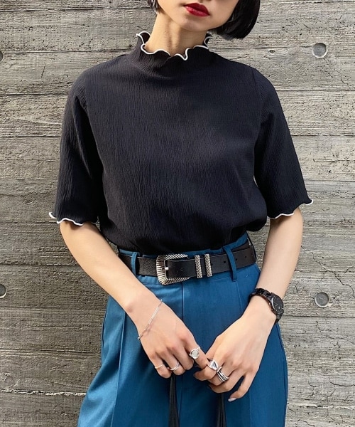 PAGEBOY（ページボーイ）の「ヨウリュウメローハイネックプルオーバー（トップス・オフホワイト/ブラック/グレージュ）」の6枚目の写真