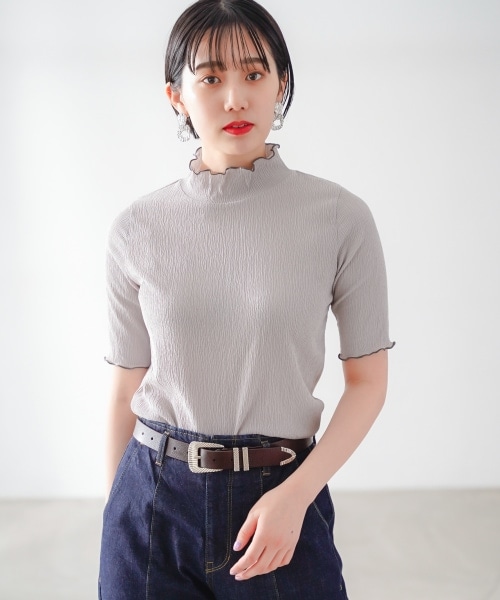 PAGEBOY（ページボーイ）の「ヨウリュウメローハイネックプルオーバー（トップス・オフホワイト/ブラック/グレージュ）」の3枚目の写真