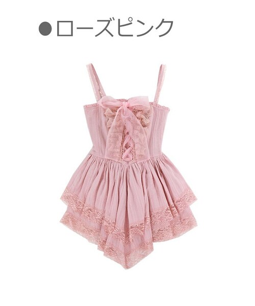 Bobon21（ボボンニジュウイチ）の「バレリーナ風レースアップキャミチュニック（シャツ/ブラウス・レディース・ホワイト/ピンク・S/M/L）」の2枚目の写真