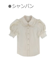 Bobon21 | Sweetガーリー半袖パフスリブラウス(シャツ/ブラウス)