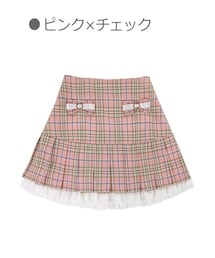 Bobon21 | ダブルリボンハーフプリーツミニ丈スカパン(スカート)