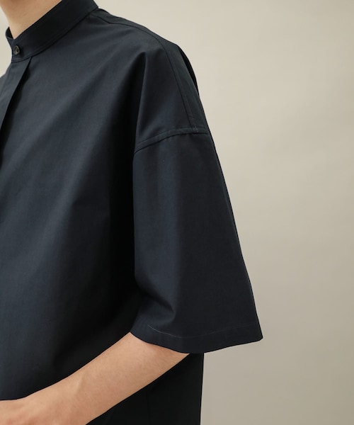 【美品】  THE RERACS / ザリラクス | 2022SS | BAND COLLAR PLACKET SHORT SLEEVE SHIRTS | F | ブラック | レディース THE RERACS - 【美品】 THE RERACS / ザリラクス | 2022SS | BAND