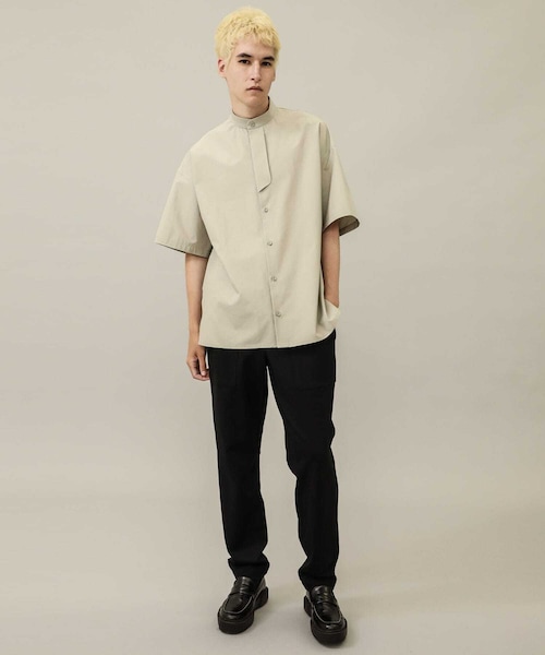 【美品】  THE RERACS / ザリラクス | 2022SS | BAND COLLAR PLACKET SHORT SLEEVE SHIRTS | F | ブラック | レディース THE RERACS - 【美品】 THE RERACS / ザリラクス | 2022SS | BAND