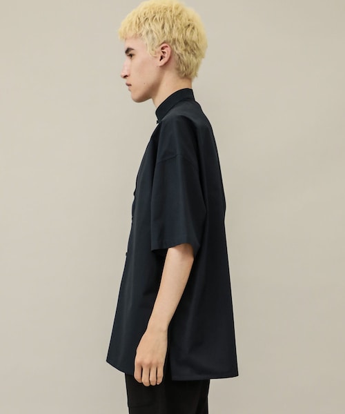 【美品】  THE RERACS / ザリラクス | 2022SS | BAND COLLAR PLACKET SHORT SLEEVE SHIRTS | F | ブラック | レディース THE RERACS - 【美品】 THE RERACS / ザリラクス | 2022SS | BAND