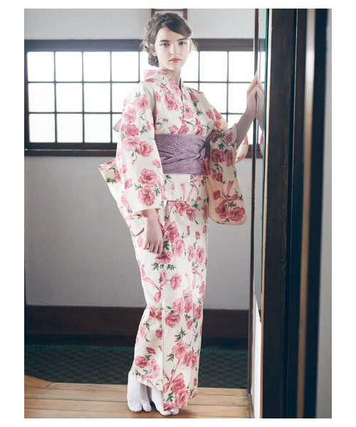 メゾンドフルール 浴衣 夏を告げるコクリコの花浴衣 ピンク 帯付き 下駄付き Maison de FLEUR（メゾンドフルール）の「夏を告げるコクリコの