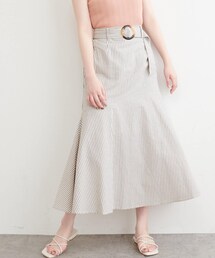 natural couture | 斜めきりかえリネンスカート(スカート)