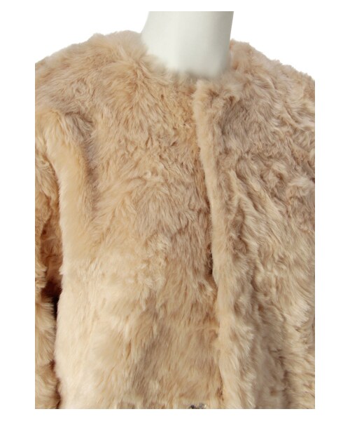 G.V.G.V.（ジーヴィージーヴィー）の「FAUX FUR COLLARLESS COAT（ジャケット/アウター・レディース・BEIGE/BLACK・34/36）」の5枚目の写真