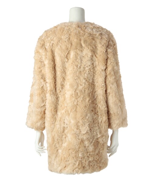 G.V.G.V.（ジーヴィージーヴィー）の「FAUX FUR COLLARLESS COAT（ジャケット/アウター・レディース・BEIGE/BLACK・34/36）」の4枚目の写真