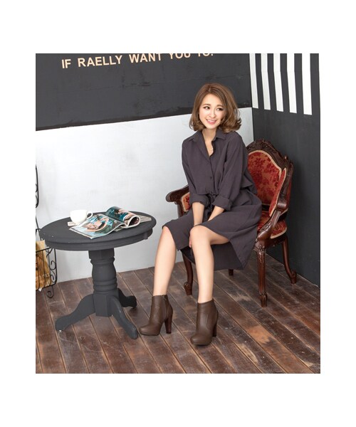 gracegift（グレースギフト）の「流線質感高跟踝靴（シューズ・レディース・咖/駝・35/36/37/38/39/40/41）」の8枚目の写真