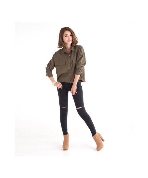 gracegift（グレースギフト）の「流線質感高跟踝靴（シューズ・レディース・咖/駝・35/36/37/38/39/40/41）」の16枚目の写真