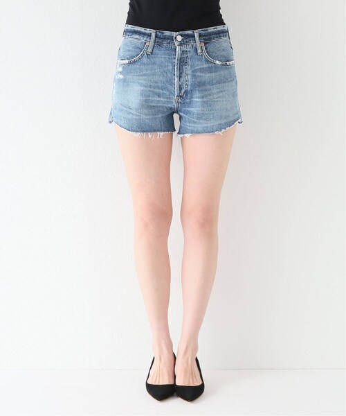 MUSE de Deuxieme classe（ミューズデドゥーズィエムクラス）の「ショートパンツ（パンツ・ブルー A/(045)/25/在庫なし/26/取り寄せ/27）」の4枚目の写真