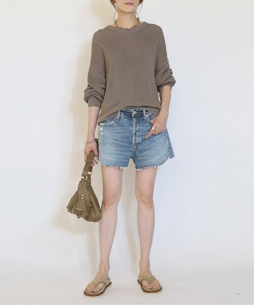 MUSE de Deuxieme classe（ミューズデドゥーズィエムクラス）の「ショートパンツ（パンツ・ブルー A/(045)/25/在庫なし/26/取り寄せ/27）」の2枚目の写真