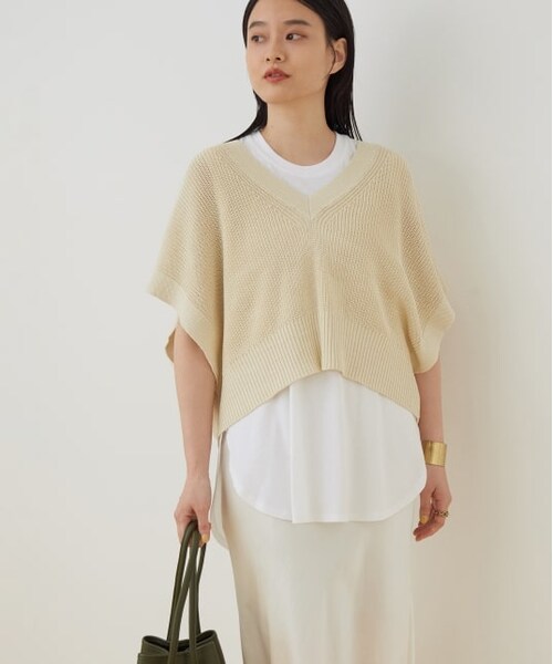 ADAM ET ROPE'（アダムエロペ）の「<SETアイテム>レイヤードベストプルオーバー（トップス・レディース・ブラック/キナリ/ブラウン・F）」の3枚目の写真