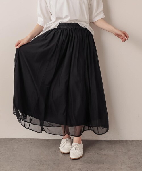 PUAL CE CIN（ピュアルセシン）の「【Du noir・WEB限定】チュールスカート（スカート・レディース・ホワイト/ブラック・FREE）」の2枚目の写真