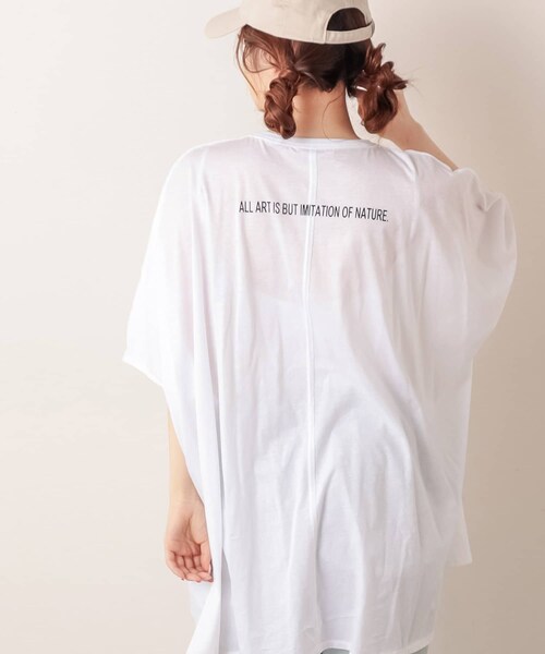 PUAL CE CIN（ピュアルセシン）の「【サステナブル】ロゴプリントチュニック（Tシャツ/カットソー・レディース・ホワイト/ピンク/グレー/ブラック・FREE）」の2枚目の写真