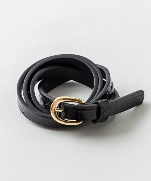 Lattice（Lattice）の「クロコ型押しベルト（ベルト・レディース・グリーン/ブラック/グレー/ベージュ・0）」の2枚目の写真