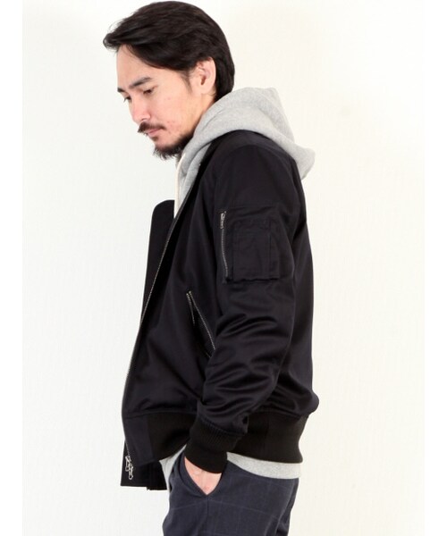 MYSELF ABAHOUSE（マイセルフアバハウス）の「TRツイルMA-1型（ジャケット/アウター・メンズ・カーキ/ネイビー・M/L）」の4枚目の写真