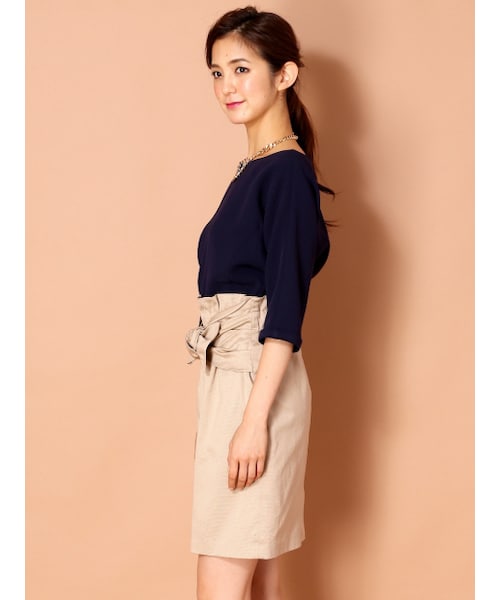 Rouge vif la cle（ルージュヴィフラクレ）の「ドッキングワンピース【美人百花2014年10月号P.67掲載】（ワンピース/ドレス・レディース・ブラック/ベージュ・F）」の4枚目の写真