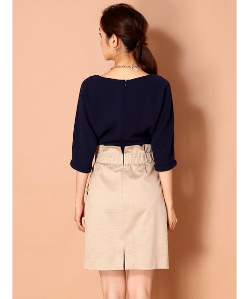 Rouge vif la cle（ルージュヴィフラクレ）の「ドッキングワンピース【美人百花2014年10月号P.67掲載】（ワンピース/ドレス・レディース・ブラック/ベージュ・F）」の5枚目の写真