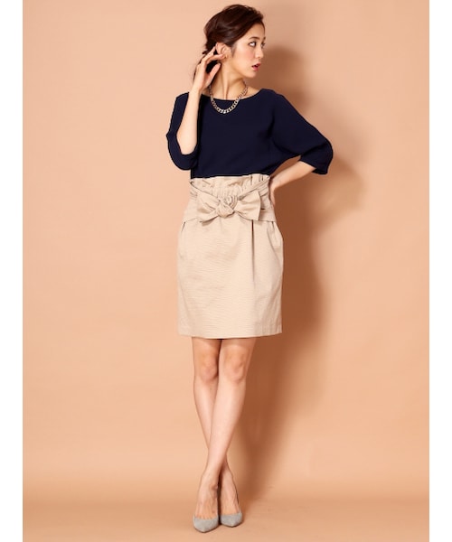 Rouge vif la cle（ルージュヴィフラクレ）の「ドッキングワンピース【美人百花2014年10月号P.67掲載】（ワンピース/ドレス・レディース・ブラック/ベージュ・F）」の10枚目の写真