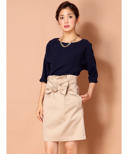 Rouge vif la cle（ルージュヴィフラクレ）の「ドッキングワンピース【美人百花2014年10月号P.67掲載】（ワンピース/ドレス・レディース・ブラック/ベージュ・F）」の3枚目の写真