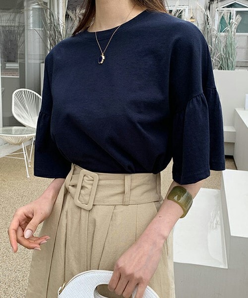 DHOLIC（ディーホリック）の「フレアスリーブTシャツ（Tシャツ/カットソー・レディース・ホワイト/その他/ピンク/ブルー・ONESIZE）」の4枚目の写真