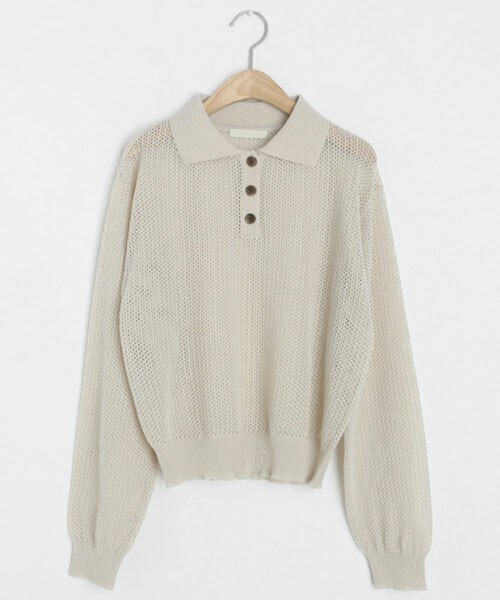 DHOLIC(ディーホリック)の「カラーパンチングニット(ニット/セーター・レディース・ブラウン/ベージュ/ブラック/ピンク・ONESIZE)」の3枚目の写真