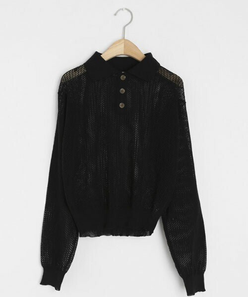 DHOLIC(ディーホリック)の「カラーパンチングニット(ニット/セーター・レディース・ブラウン/ベージュ/ブラック/ピンク・ONESIZE)」の2枚目の写真