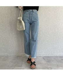 copine | 裾フリンジセンターシームソフトフレアデニム(2color)(デニムパンツ)