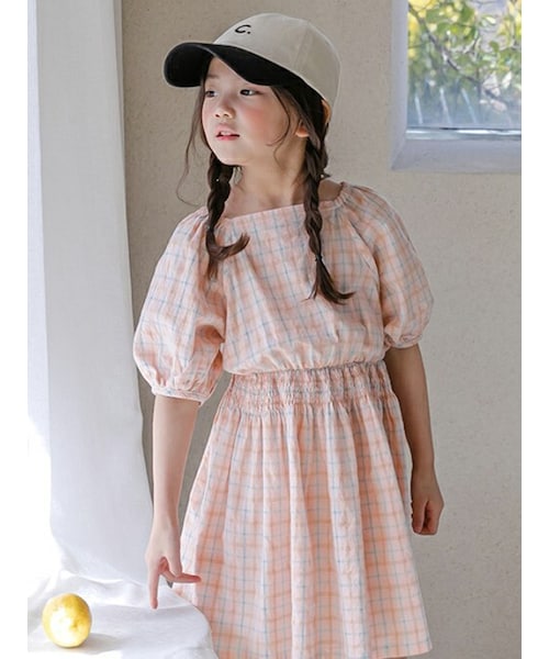DHOLIC kids（ディーホリックキッズ）の「[honeybee] チェックスモークワンピース（ワンピース・キッズ・ブルー/ピンク・5/7/9/11/13）」の2枚目の写真