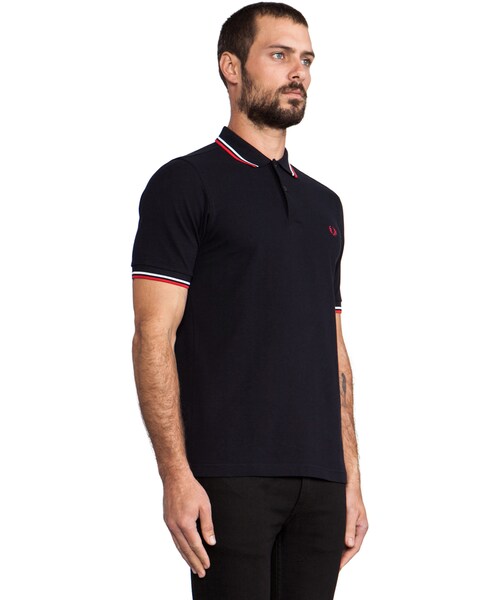FRED PERRY（フレッドペリー）の「Fred Perry Slim Fit Twin Tipped Polo（ポロシャツ・メンズ・Navy & White & Red・M/L）」の3枚目の写真
