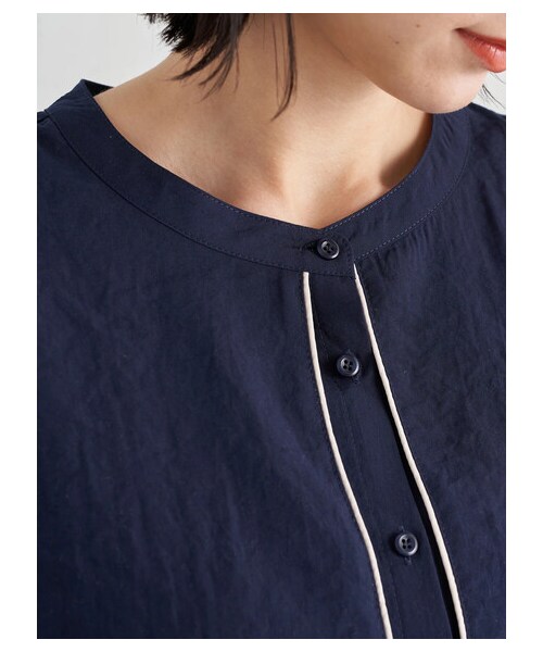 earth music&ecology（アースミュージックアンドエコロジー）の「【WEB限定】サイドリボンシャツワンピース（ワンピース/ドレス・オフホワイト/ネイビー/アイスブルー・F）」の9枚目の写真