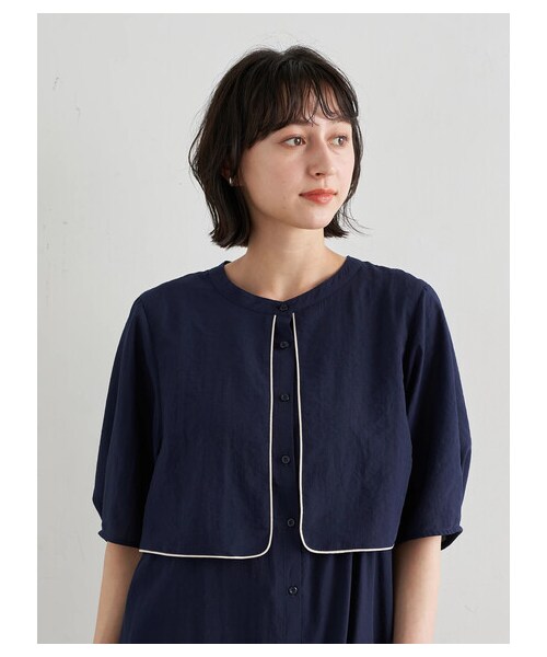 earth music&ecology（アースミュージックアンドエコロジー）の「【WEB限定】サイドリボンシャツワンピース（ワンピース/ドレス・オフホワイト/ネイビー/アイスブルー・F）」の7枚目の写真