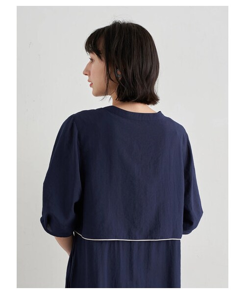 earth music&ecology（アースミュージックアンドエコロジー）の「【WEB限定】サイドリボンシャツワンピース（ワンピース/ドレス・オフホワイト/ネイビー/アイスブルー・F）」の8枚目の写真