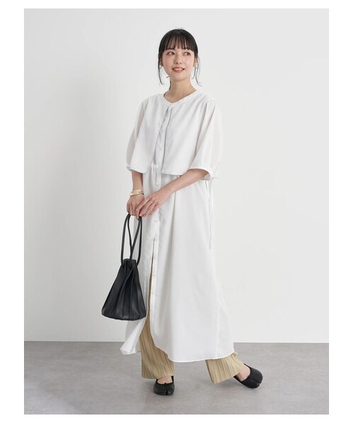 earth music&ecology（アースミュージックアンドエコロジー）の「【WEB限定】サイドリボンシャツワンピース（ワンピース/ドレス・オフホワイト/ネイビー/アイスブルー・F）」の14枚目の写真